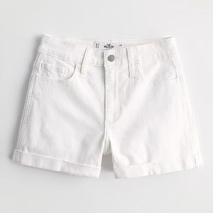 Hollister Curvy High Rise White Denim Jean Shorts 3” NEW Size 21